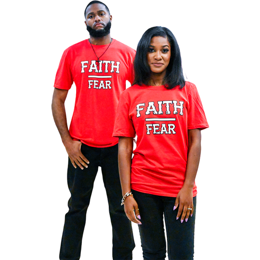 Faith Over Fear-Red w/White & Black Logo