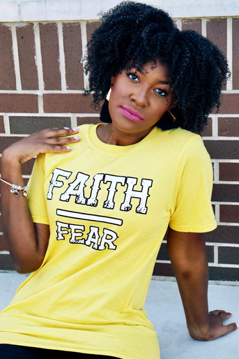 Faith Over Fear- Yellow w/Black &White Logo